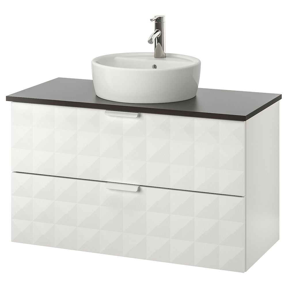 Шкаф п-раковину/столешн45/раковина, Решён белый, антрацит ДАЛЬШЕР смеситель 102x49x74 см IKEA ГОДМОРГОН/ТОЛКЕН / ТОРНВИКЕН - фото 1