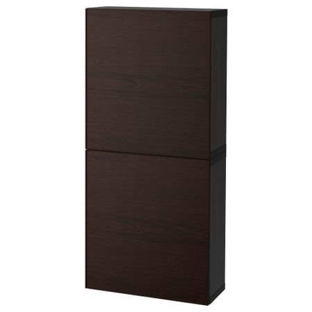 Навесной шкаф с 2 дверями БЕСТО, черно-коричневый, Инвикен черно-коричневый (60x20x128 см)