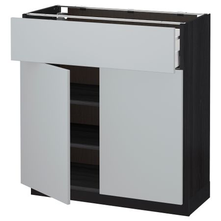 Напольный шкаф + ящик, 2 дверцы МЕТОД / МАКСИМЕРА, черный, Веддинге серый