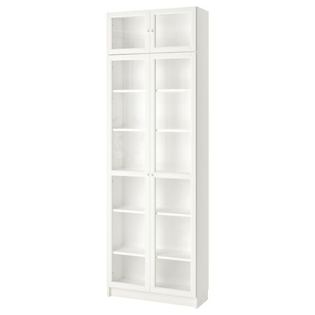 Стеллаж, белый 80x30x237 см IKEA BILLY БИЛЛИ / OXBERG ОКСБЕРГ 492.440.11