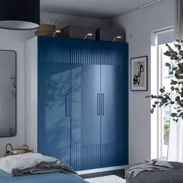 PAX / FYRUDDEN Гардероб, комбинация - белый/синий 150x60x201 см - фото 4