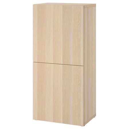 Стеллаж с дверьми, под беленый дуб/Лаппвикен под беленый дуб 60x42x129 см IKEA BESTÅ БЕСТО 394.420.64
