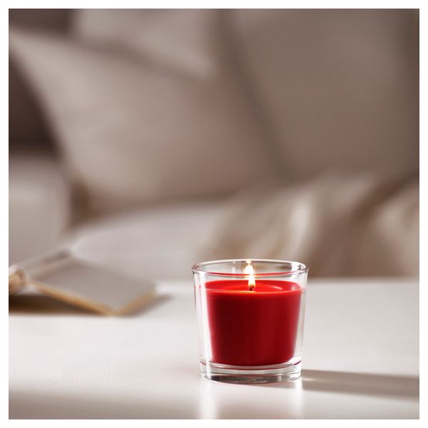 Ароматическая свеча в стакане СИНЛИГ, Сладкие ягоды красный, красный (9 см) - фото 2