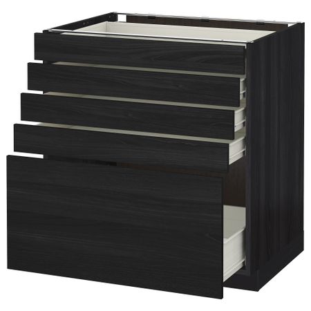 Напольный шкаф с 5 ящиками МЕТОД / ФОРВАРА, черный, Тингсрид черный