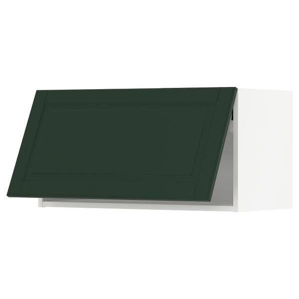 Навесной горизонтальный шкаф, белый/Будбин темно-зеленый 80x40 см IKEA METOD МЕТОД 093.938.90 - фото 1