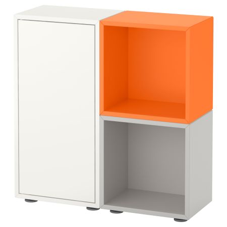 Комбинация шкафов с ножками ЭКЕТ, белый/оранжевый, светло-серый (70x25x72 см)