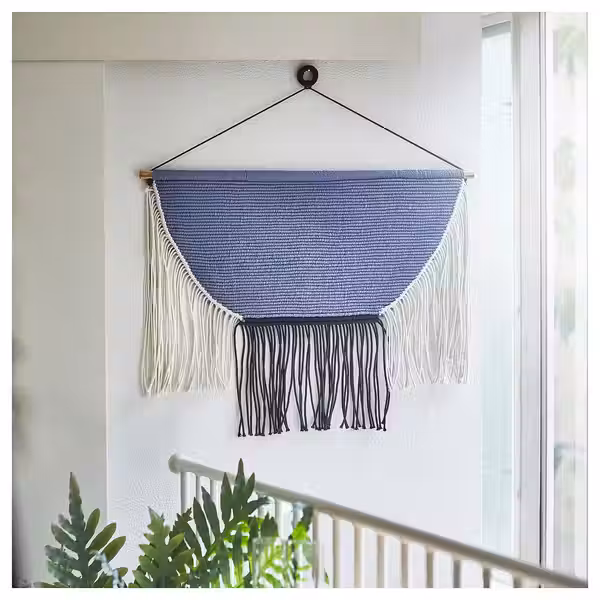 HÄNGALM ХЭНГАЛЬМ Подвесное текстильное панно - бежевый чёрный/светлый сиренево-синий 85x60 см - фото 2