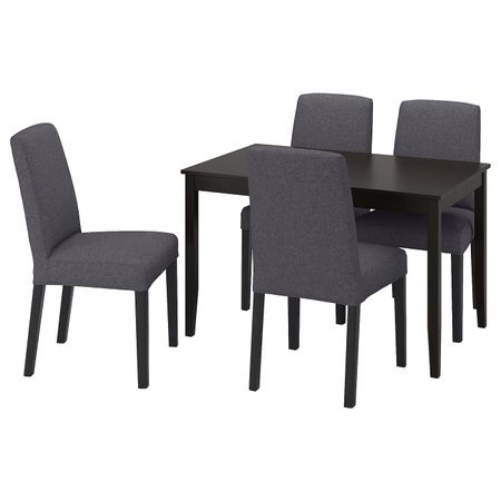 Стол и 4 стула, черно-коричневый/Гуннаред классический серый 118x74 см IKEA LERHAMN ЛЕРХАМН / BERGMUND БЕРГМУНД 094.083.49