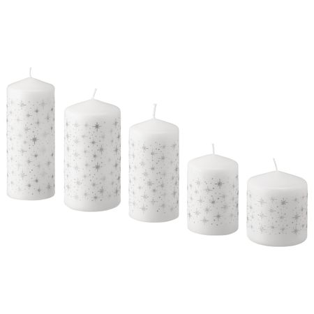Неароматическая формовая свеча, 5шт, звезда белый IKEA ВИНТЕРФЕСТ 104.320.70