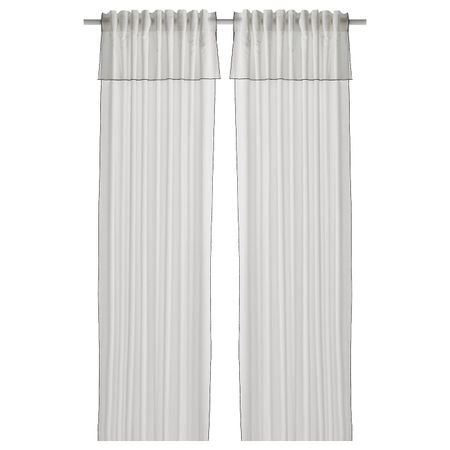Гардины, 2 шт., белый, черный 145x300 см IKEA MOALISA МОАЛИЗА 504.995.15