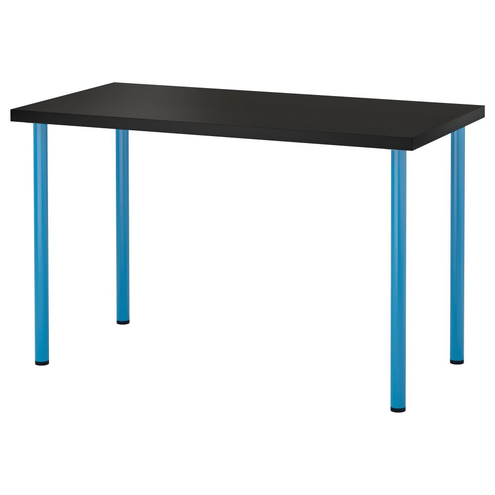 Стол ЛИННМОН / АДИЛЬС, черно-коричневый, синий (120x60 см) - фото 1