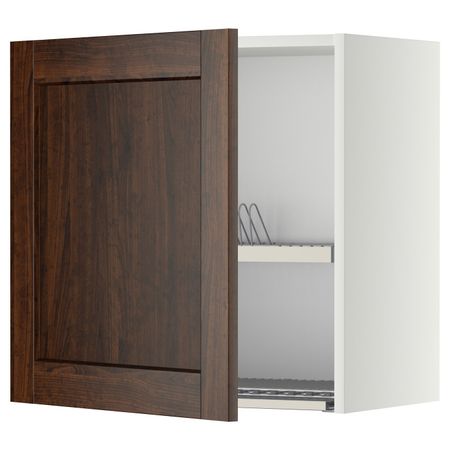 Шкаф навесной с сушкой, белый/Эдсерум коричневый 60x60 см IKEA METOD МЕТОД 992.267.88