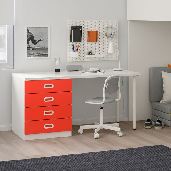 Кровать-чердак, 4 ящика, 2 дверцы, белый, красный 207x99x182 см IKEA СТУВА / ФРИТИДС 892.621.83 - схема-чертеж с размерами