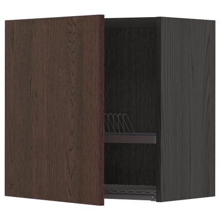 Навесной шкаф с сушилкой, черный, Sinarp коричневый, 60x60 см IKEA METOD МЕТОД 494.598.22