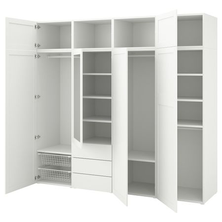 Гардероб с 7 дверями, 3 ящиками, белый/Саннидаль Ридабу 240x57x221 см IKEA OPPHUS ОПХУС 093.051.72