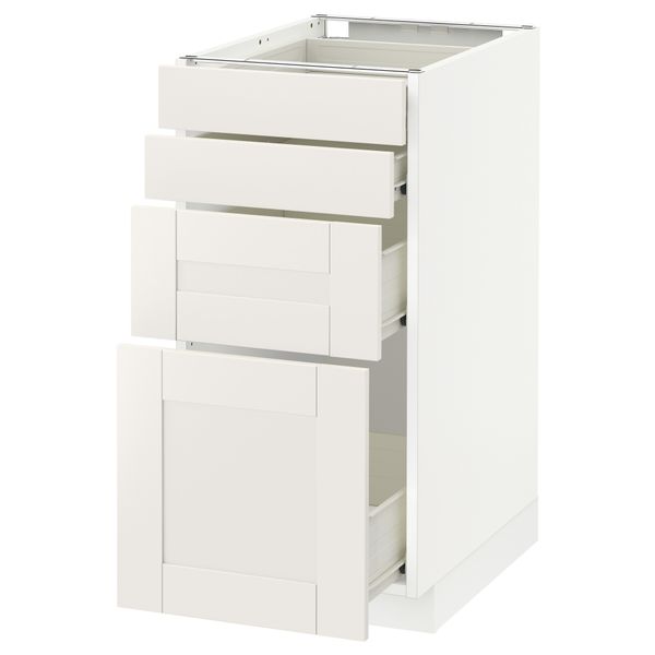 Напольный шкаф 4 фронтальных панели, 4 ящика МЕТОД / ФОРВАРА, белый, Сэведаль белый - схема-чертеж с размерами