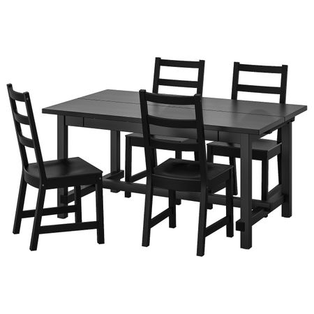 Стол и 4 стула, черный/черный 152/223x95 см IKEA NORDVIKEN НОРДВИКЕН / NORDVIKEN НОРДВИКЕН 193.051.57