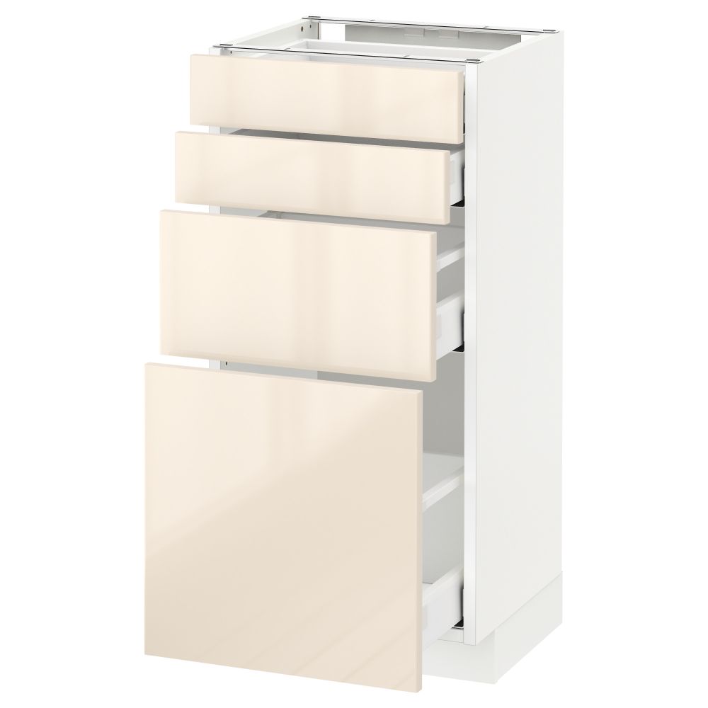 Напольный шкаф 4 фронтальных панели, 4 ящика МЕТОД / МАКСИМЕРА, белый, Рингульт кремовый - схема-чертеж с размерами