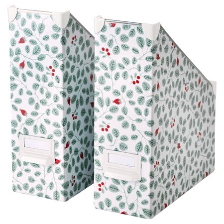 Подставка для журналов ФЬЕЛЛА, белый, зеленый