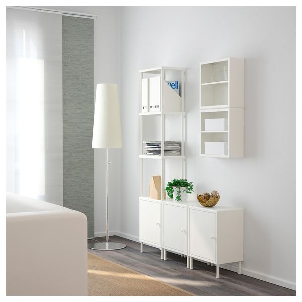 Стеллаж с 3 шкафчиками ДИНАМ, белый (120x27x54-174 см) - схема-чертеж с размерами