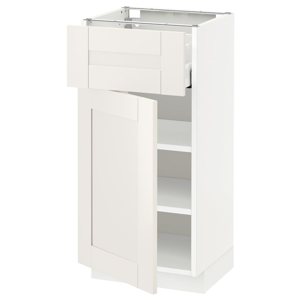Напольный шкаф с ящиком/дверью, белый/Сэведаль белый 40x37 см IKEA METOD МЕТОД / MAXIMERA МАКСИМЕРА 692.386.98 - фото 1