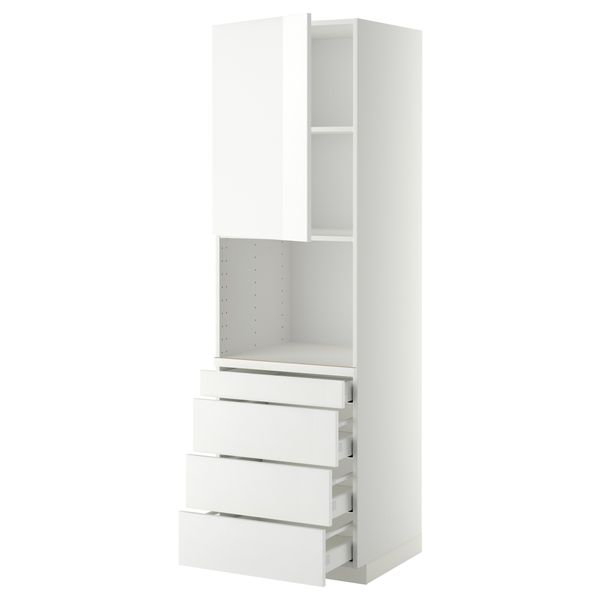 Высокий шкаф для комбинированния СВЧ, 4 ящика МЕТОД / МАКСИМЕРА, белый, Рингульт белый - схема-чертеж с размерами