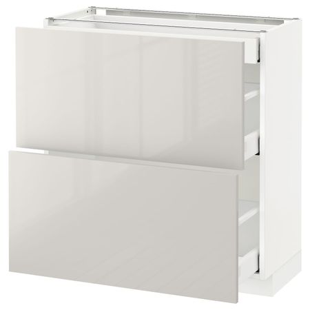 Напольный шкаф/2фасада/3ящика, белый/Рингульт светло-серый 80x37 см IKEA METOD МЕТОД / MAXIMERA МАКСИМЕРА 792.361.37