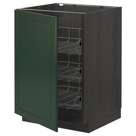Напольный шкаф с проволочные ящиками, черный/Будбин темно-зеленый 60x60 см IKEA МЕТОД 593.129.57