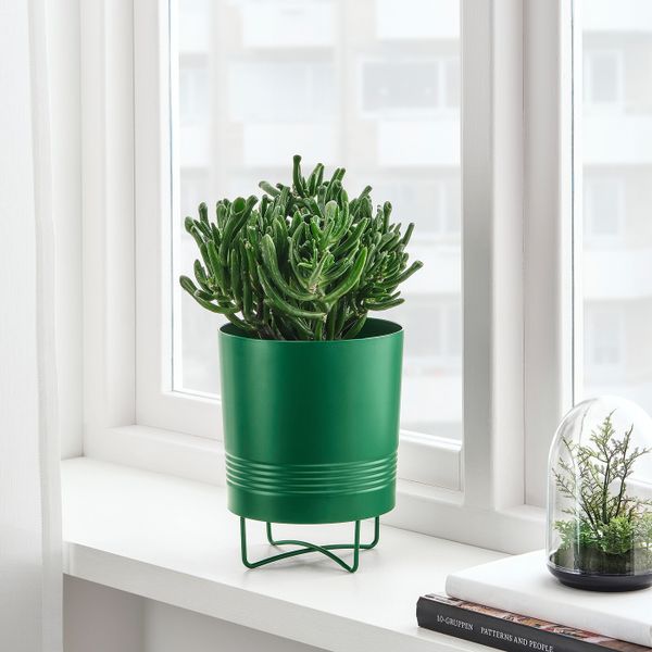 Кашпо на опоре, для дома, улицы темно-зеленый 15 см IKEA ГРАНАТЭППЛЕ 304.527.31 - фото 2