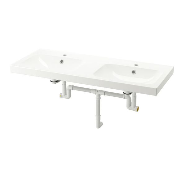 ORRSJÖN Двойная раковина с сифоном - белый 122x49 см - фото 1