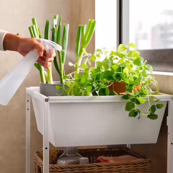 JOSTEIN Стеллаж с контейнером - д/дома/улицы/проволочный белый 41x40x90 см - фото 3