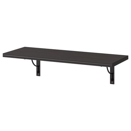 Полка навесная, коричнево-чёрный, черный, 80x30 см IKEA БЕРГСХУЛЬТ / ЭКБИ ХОЛЬ 092.907.88