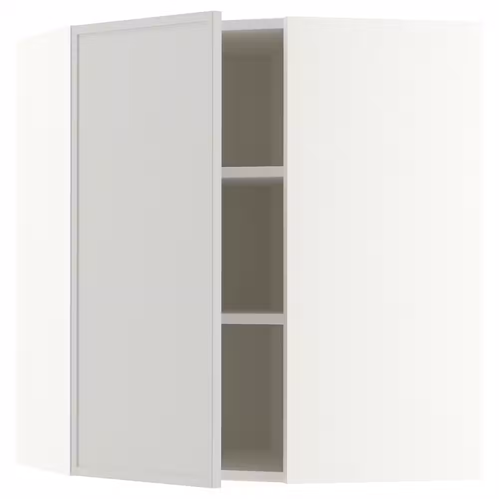 METOD Угловой навесной шкаф с полками - белый/Aspudden светло-серый 68x80 см - фото 1