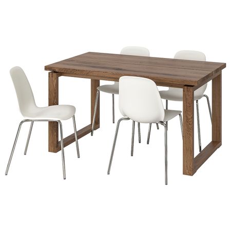 Стол и 4 стула, коричневый/белый 140x85 см IKEA MÖRBYLÅNGA МОРБИЛОНГА / LEIFARNE ЛЕЙФ-АРНЕ 692.770.48