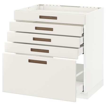 Напольный шкаф для варочной панели, 5 фасадов, 4 ящиков МЕТОД / МАКСИМЕРА, белый, Мэрста белый