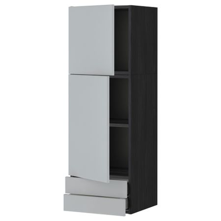 Навесной шкаф, 2 дверцы, 2 ящика МЕТОД / МАКСИМЕРА, черный, Веддинге серый