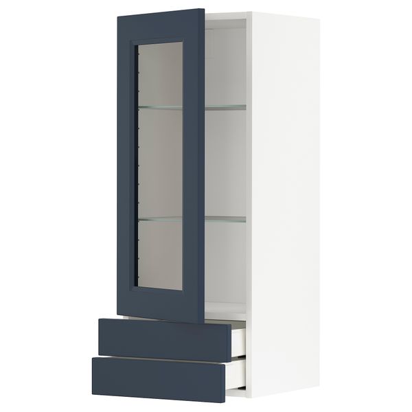 Навесной шкаф, стеклянная дверца, 2 ящика IKEA METOD МЕТОД, MAXIMERA МАКСИМЕРА 694.614.90 - фото 1