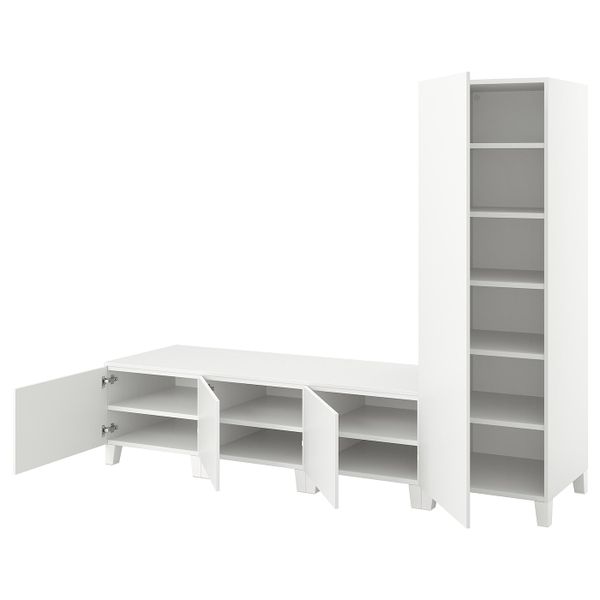 Гардероб 4-дверный, белый/Фоннес белый 240x57x191 см IKEA OPPHUS ОПХУС 894.370.79 - фото 1
