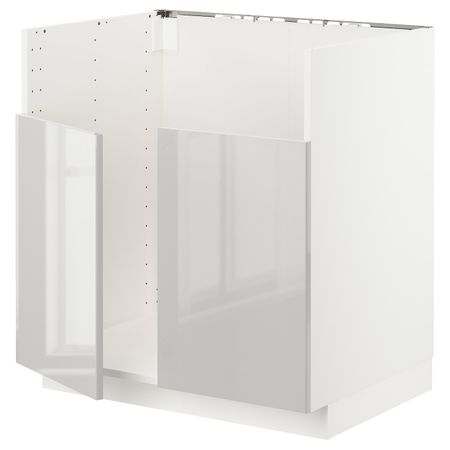 Шкаф для двойной мойки БРЕДШЁН, белый/Рингульт светло-серый 80x60 см IKEA METOD МЕТОД 794.448.29