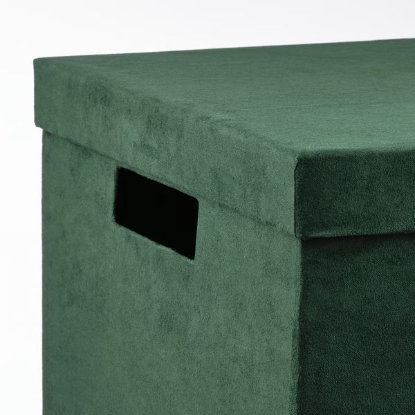 GJÄTTA Коробка с крышкой - бархат темно-зеленый 25x35x20 см - фото 9