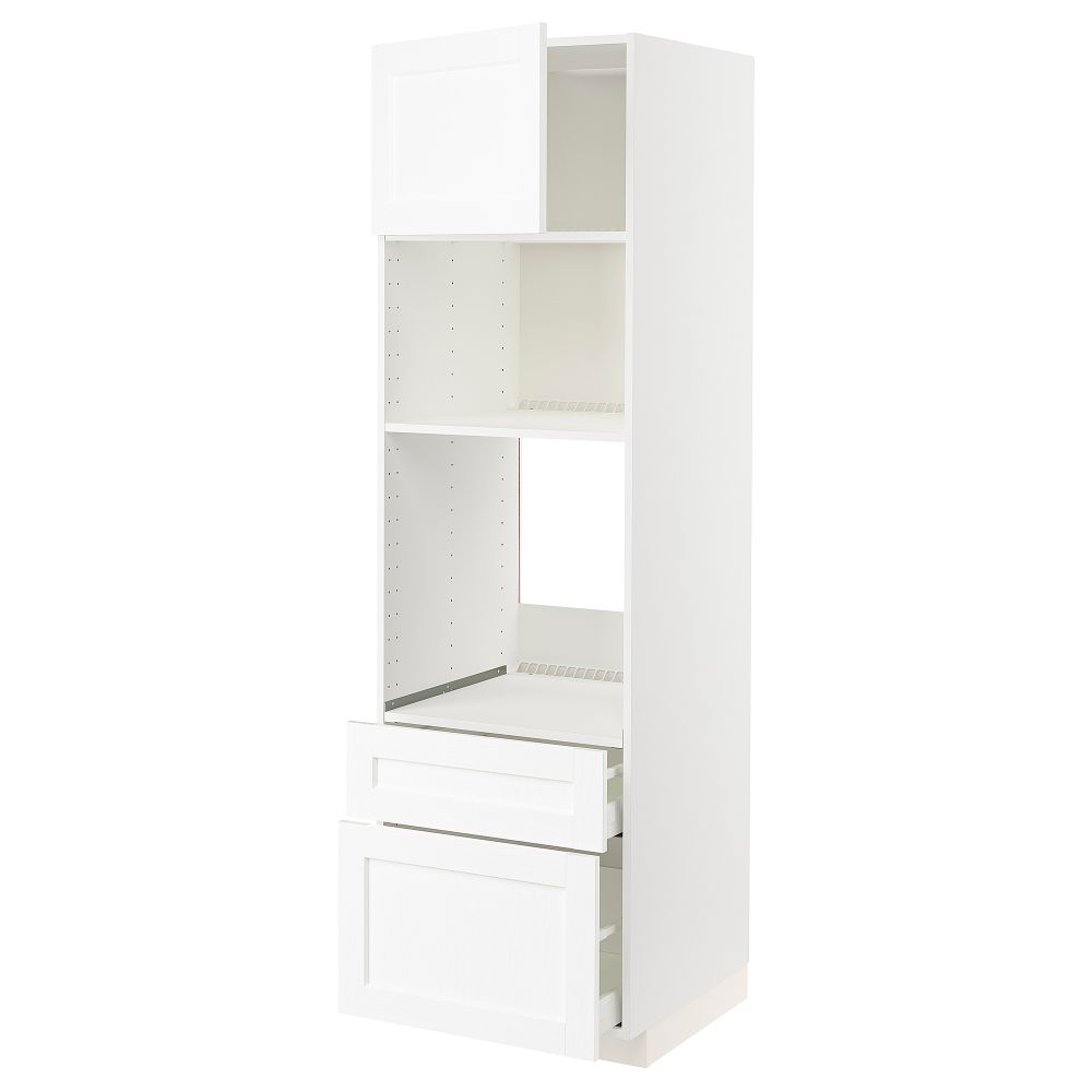 Высокий шкаф для духовки, СВЧ, дверца, 2 ящика, 60x60x200 cm IKEA METOD МЕТОД, MAXIMERA МАКСИМЕРА 694.735.77 - фото 1
