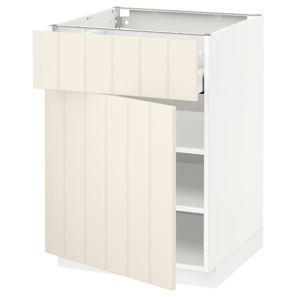 Напольный шкаф с ящиком/дверью, белый/Хитарп белый с оттенком 60x60 см IKEA METOD МЕТОД / MAXIMERA МАКСИМЕРА 492.306.79 - схема-чертеж с размерами