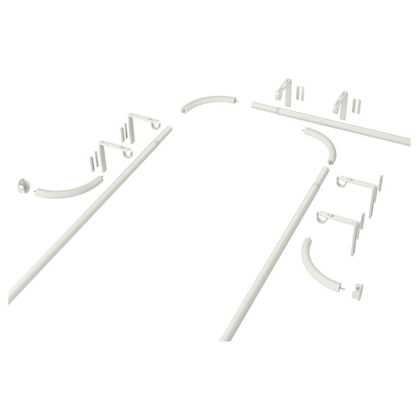 Гардинный карниз, комбинация для эркера ХУГАД, белый - схема-чертеж с размерами