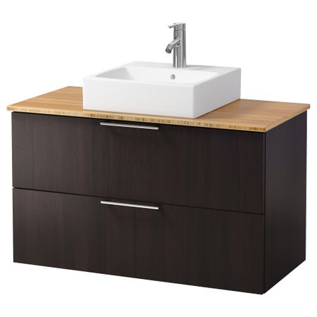 Шк п-раковину/столешн45x45/раковина  , черно-коричневый, бамбук (102x49x72 см)