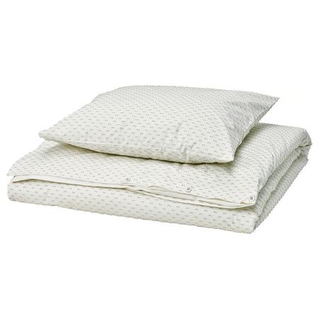 BANDKNIPPE Пододеяльник и наволочка - белый/зеленый 150x200/50x60 см
