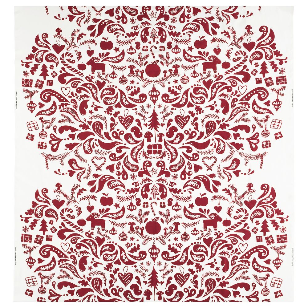 Ткань, белый, красный, 150 см IKEA ВИНТЕР 2019 404.473.86 - фото 1