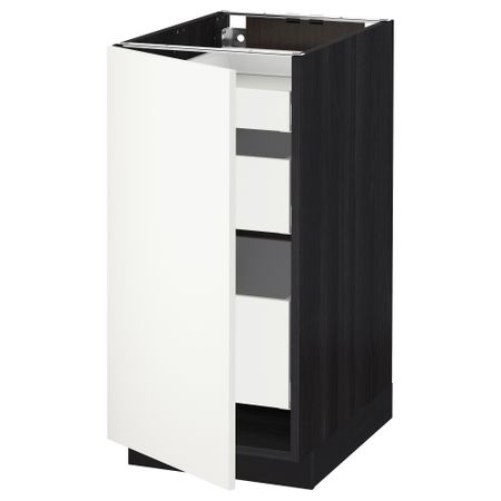 Напольный шкаф с 1 дверцей, 3 ящика МЕТОД / МАКСИМЕРА, черный, Хэггеби белый