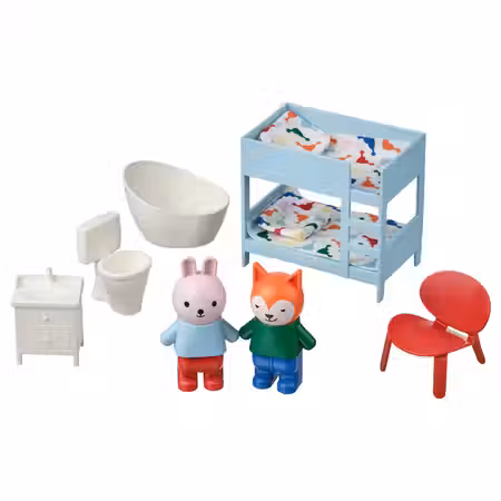 HUSET Мебель+фигурки д/кукольного домика - спальня/ванная разноцветный