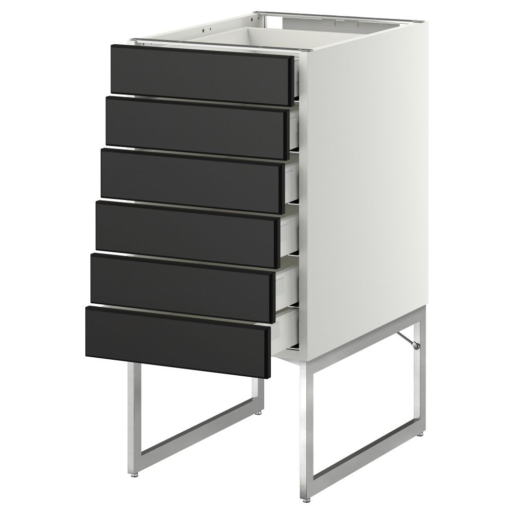 Напольный шкаф 6 фронтальных панелей, 6 нижних ящиков МЕТОД / МАКСИМЕРА, белый, Лаксарби черно-коричневый - схема-чертеж с размерами