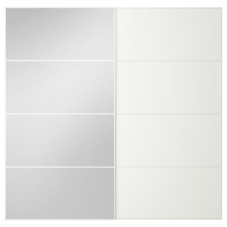 Пара раздвижных дверей АУЛИ / МЕХАМН, зеркальное стекло, белый